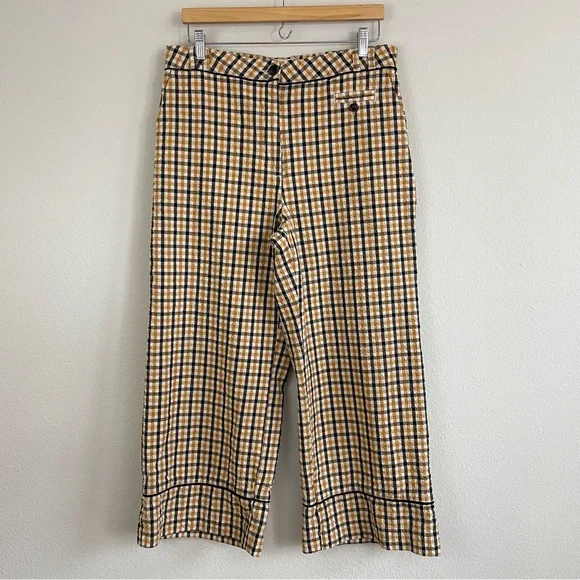 Maeve High-Rise Seersucker Wide Leg Plaid Trousers Size 12 by Anthropologie - Picture 4 of 11